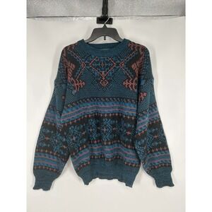 Sir William Sweater Men's Large Aztec Geometric Acrylic Knit Crewneck Pullover